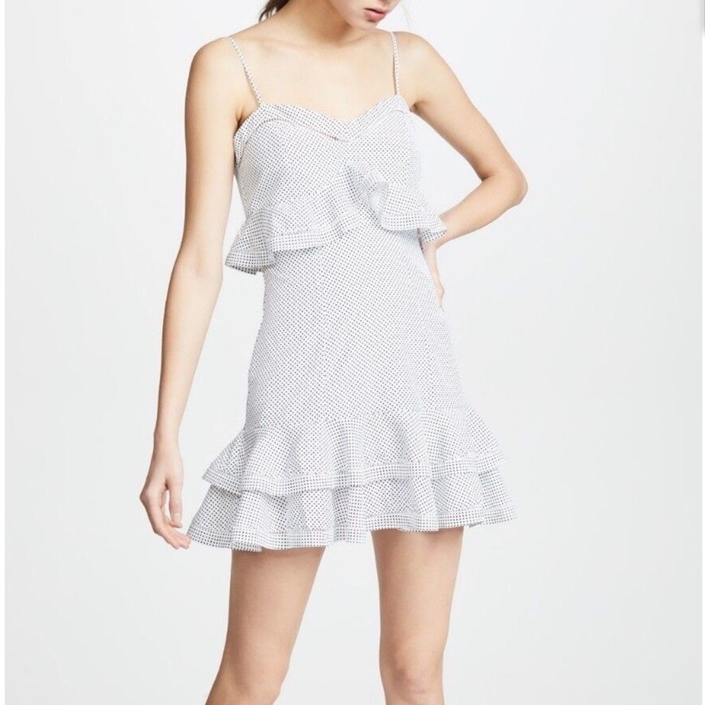 Likely Norah Ruffled Polka Dot Mini Dress